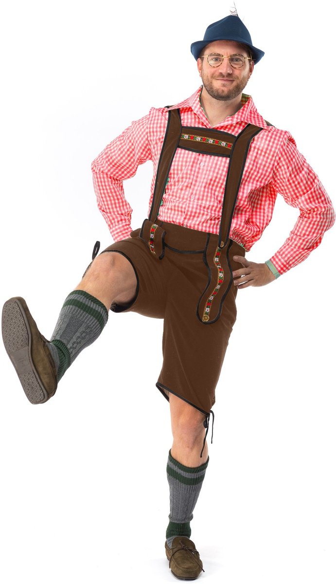 Boeren Tirol & Oktoberfest Kostuum | Bierfeest Lederhose Met Shirt Oktoberfest Bier Tirol | Man | Small | Bierfeest | Verkleedkleding